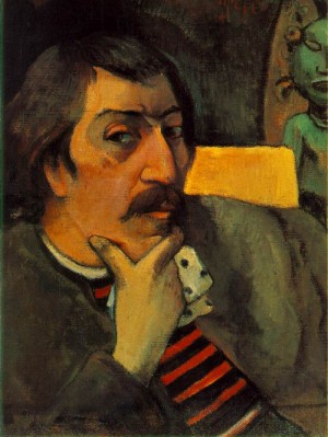 Oil gauguin,paul Painting - Portrait of the Artist with the Idol   c. 1893 by Gauguin,Paul