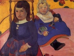 Oil portrait Painting - Portrait Of Two Children Aka Paul And Jean Schuffenecker by Gauguin,Paul