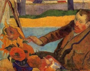 Oil portrait Painting - Portrait Of Vincent Van Gogh Painting Sunflowers Aka Villa Rotunda By Emma Ciardi by Gauguin,Paul
