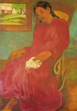 Oil gauguin,paul Painting - Reverie by Gauguin,Paul