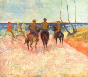 Oil gauguin,paul Painting - Riders On The Beach by Gauguin,Paul