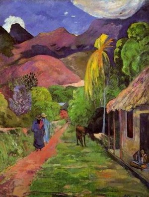 Oil gauguin,paul Painting - Road In Tahiti by Gauguin,Paul