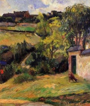 Oil gauguin,paul Painting - Rouen Suburb by Gauguin,Paul