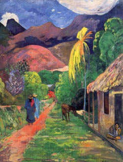 Oil gauguin,paul Painting - Rue de tahiti by Gauguin,Paul