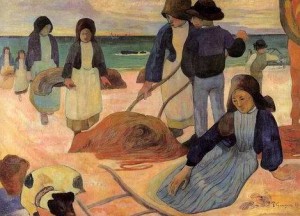 Oil gauguin,paul Painting - Seaweed Gatherers by Gauguin,Paul