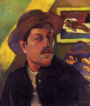 Oil gauguin,paul Painting - Self Portrait With Hat by Gauguin,Paul