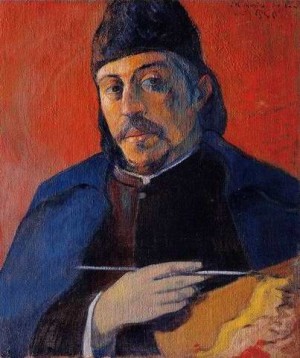 Oil gauguin,paul Painting - Self Portrait With Palette by Gauguin,Paul