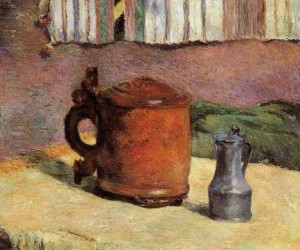 Oil gauguin,paul Painting - Still Clay Jug And Iron Mug by Gauguin,Paul