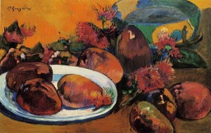  Photograph - Still Life with Mangoes and Hibiscus by Gauguin,Paul