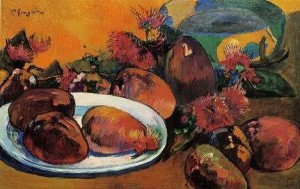 Oil gauguin,paul Painting - Still Life With Mangoes by Gauguin,Paul