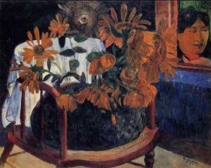 Oil gauguin,paul Painting - Sunflowers by Gauguin,Paul