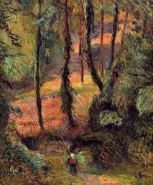 Oil gauguin,paul Painting - Sunken Path Wooded Rose by Gauguin,Paul