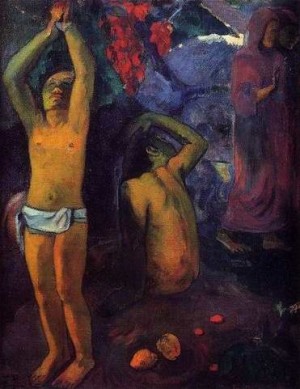 Oil gauguin,paul Painting - Tahitian Man With His Arms Raised by Gauguin,Paul