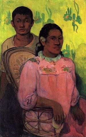 Oil woman Painting - Tahitian Woman And Boy by Gauguin,Paul