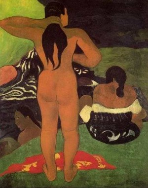 Oil gauguin,paul Painting - Tahitian Women Bathing by Gauguin,Paul