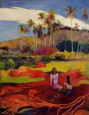 Oil gauguin,paul Painting - Tahitian Women Under The Palms by Gauguin,Paul