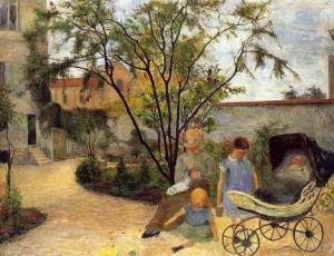 Oil gauguin,paul Painting - The Family In The Garden Rue Carcel by Gauguin,Paul