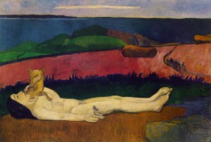 Oil gauguin,paul Painting - The Loss of Virginity  1890-91 by Gauguin,Paul