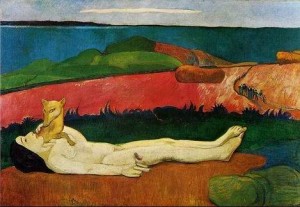 Oil spring Painting - The Loss Of Virginity Aka The Awakening Of Spring by Gauguin,Paul
