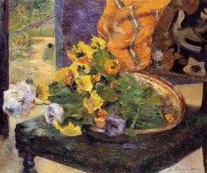 Oil gauguin,paul Painting - The Makings Of A Bouquet by Gauguin,Paul