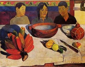 Oil gauguin,paul Painting - The Meal Aka The Bananas by Gauguin,Paul
