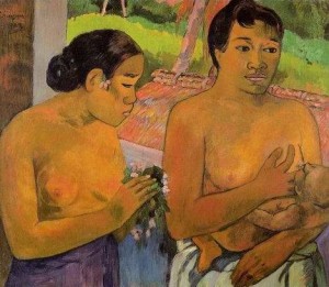 Oil gauguin,paul Painting - The Offering by Gauguin,Paul