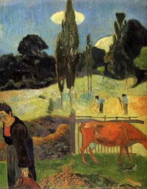 Oil gauguin,paul Painting - The Red Cow by Gauguin,Paul