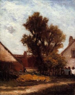 Oil tree Painting - The Tree In The Farm Yard by Gauguin,Paul