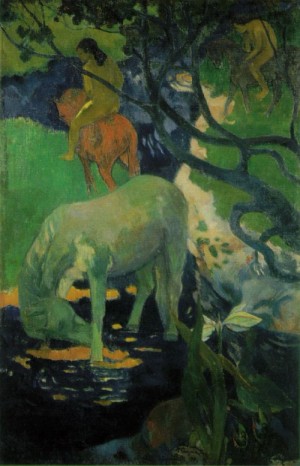 Oil gauguin,paul Painting - The White Horse  1898 by Gauguin,Paul