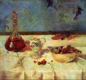 Oil gauguin,paul Painting - The White Tablecloth Aka Still Life With Cherries by Gauguin,Paul