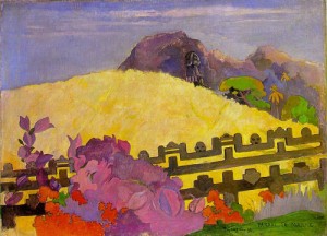 Oil gauguin,paul Painting - There is the Marae  1892 by Gauguin,Paul