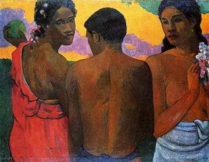 Oil gauguin,paul Painting - Three Tahitians by Gauguin,Paul