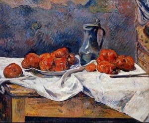 Oil gauguin,paul Painting - Tomatoes And A Pewter Tankard On A Table by Gauguin,Paul