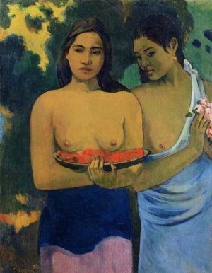 Oil gauguin,paul Painting - Two Tahitian Women by Gauguin,Paul