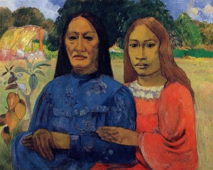 Oil gauguin,paul Painting - Two Women (Mother and Daughter) by Gauguin,Paul