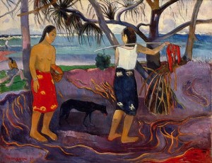 Oil gauguin,paul Painting - Under the Pandanus,  1891 by Gauguin,Paul