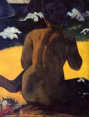 Oil woman Painting - Vahine No Te Miti Aka Woman By The Sea by Gauguin,Paul