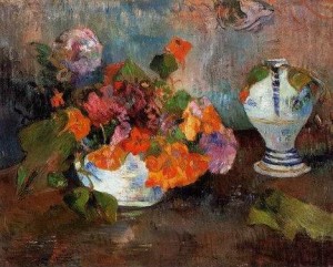 Oil gauguin,paul Painting - Vase Of Nasturtiums by Gauguin,Paul