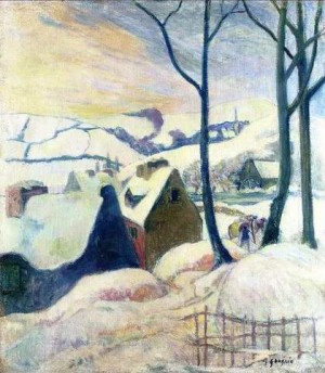 Oil gauguin,paul Painting - Village In The Snow by Gauguin,Paul