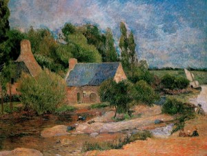 Oil gauguin,paul Painting - Washerwomen at Pont-Aven. 1886 by Gauguin,Paul