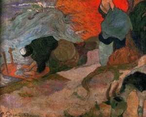 Oil gauguin,paul Painting - Washerwomen by Gauguin,Paul
