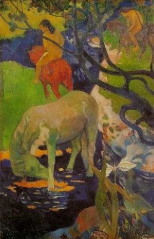Oil gauguin,paul Painting - White Horse by Gauguin,Paul