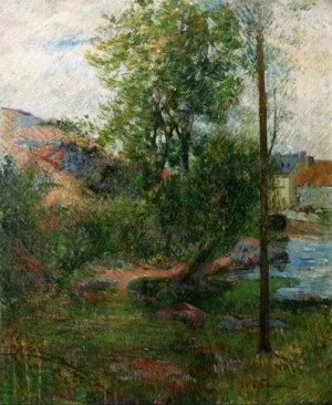 Oil gauguin,paul Painting - Willow by the Aven I by Gauguin,Paul