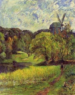 Oil gauguin,paul Painting - Windmil Ostervold Park by Gauguin,Paul