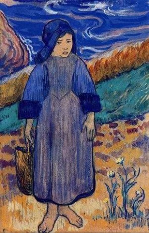 Oil gauguin,paul Painting - Young Breton By The Sea by Gauguin,Paul