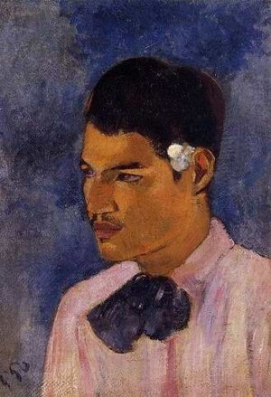 Oil flower Painting - Young Man With A Flower by Gauguin,Paul
