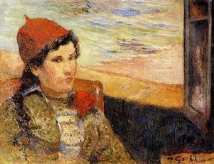 Oil gauguin,paul Painting - Young Woman At A Window by Gauguin,Paul
