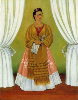 Oil the Painting - Between the Courtains,1937 by Kahlo,Frida