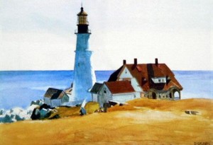 Oil architecture and buildings Painting - Lighthouse and Buildings by Hopper,Edward