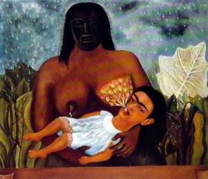 Oil kahlo,frida Painting - My Nurse and I or I suckle,1937 by Kahlo,Frida
